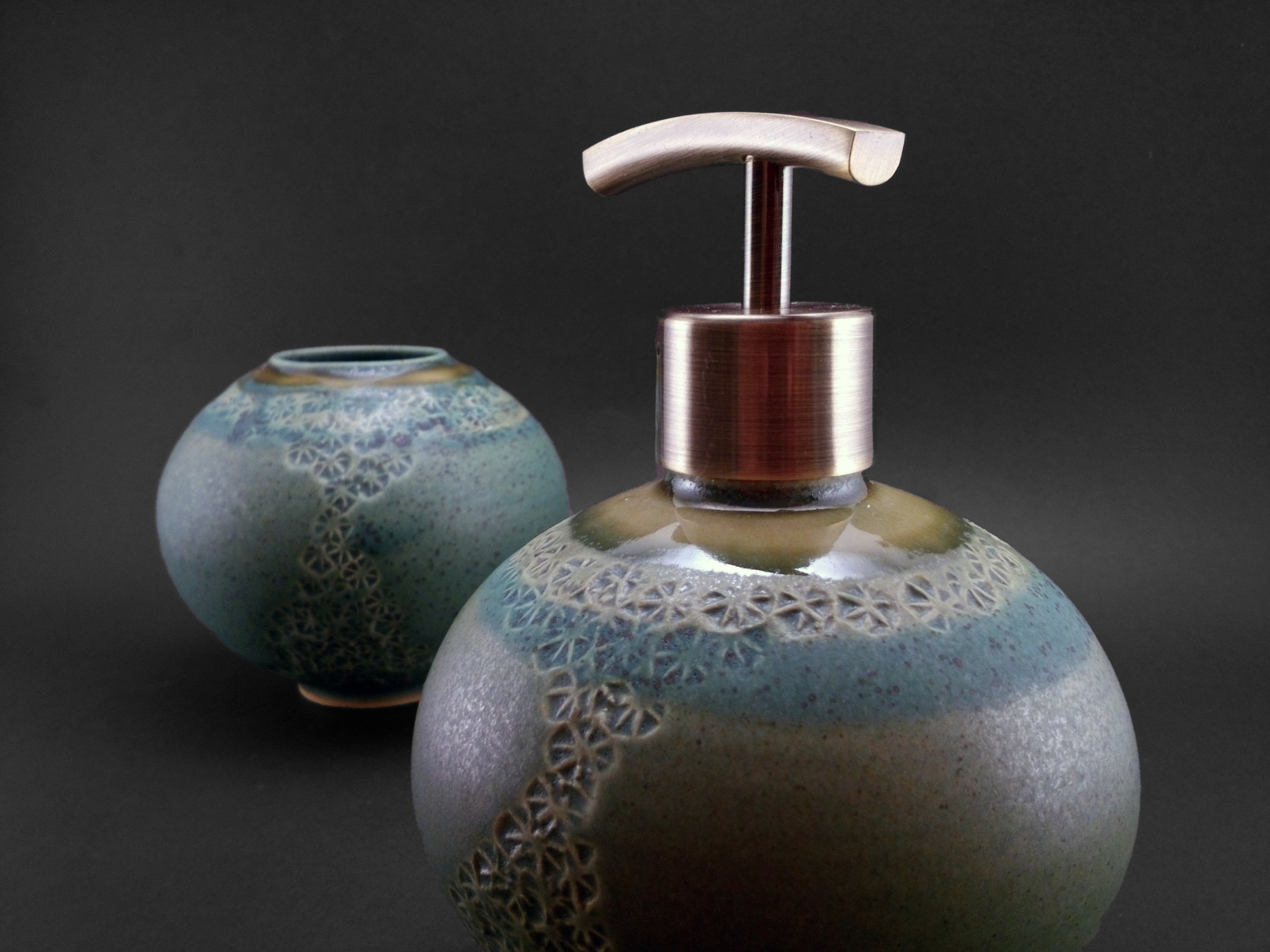 Chrysocolla and Brass Bathroom Set - Ildikó Károlyi