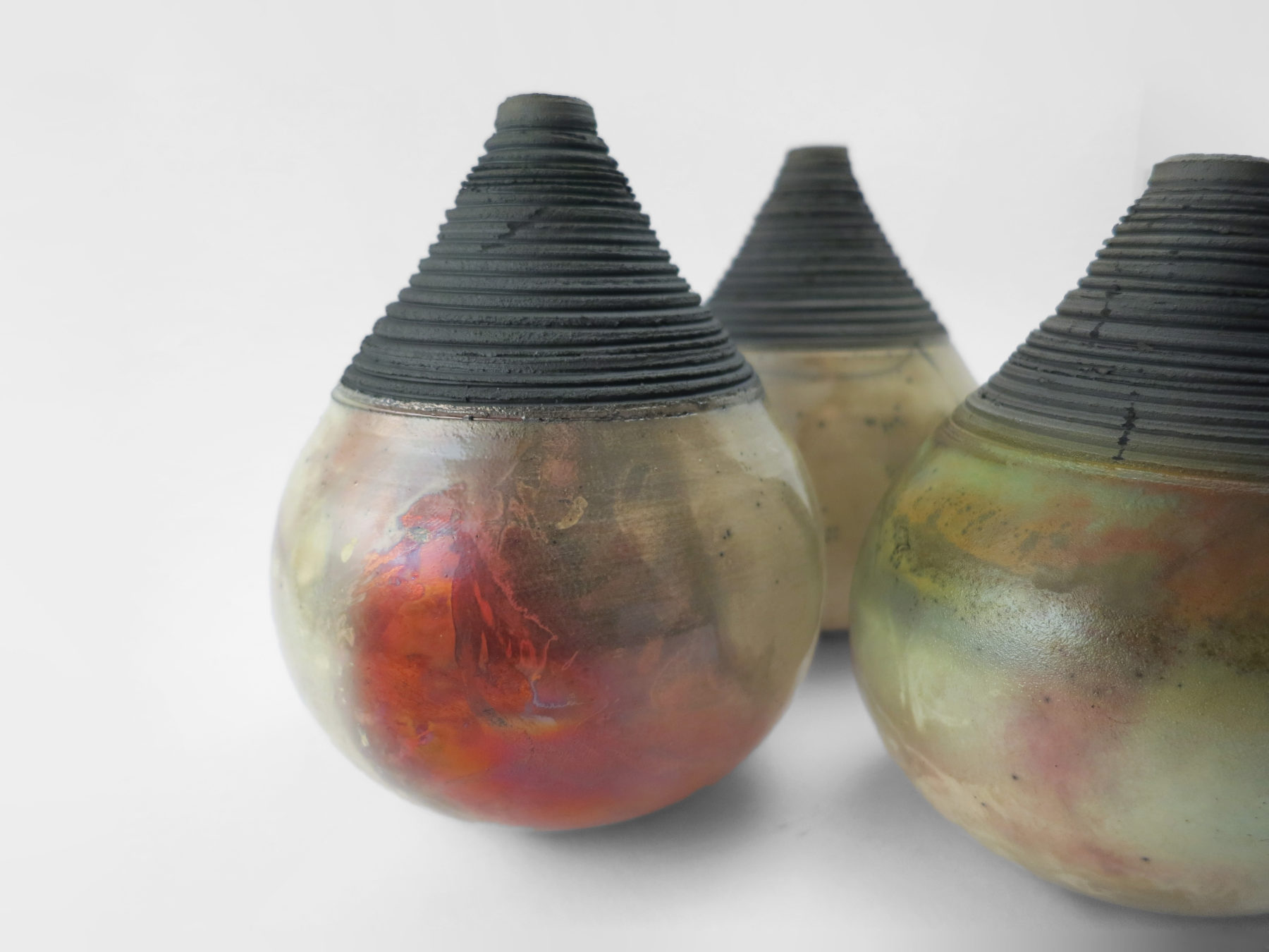Raku Whispering Globes from the Under the Surface Series - Ildikó Károlyi