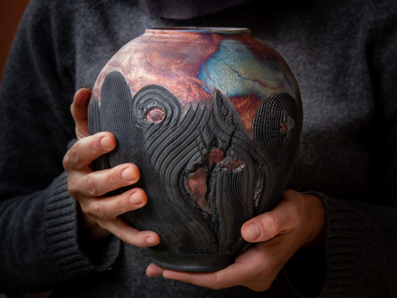 Fields of Salento Raku Vase: Ildikó Károlyi