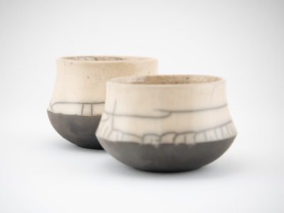 Round Raku Teacup Couple by Ildikó Károlyi ceramics