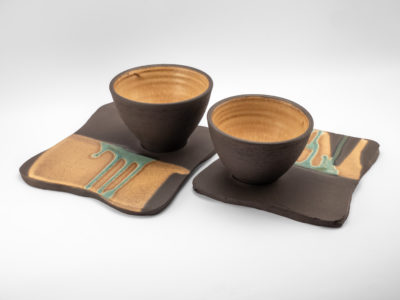 Neolithic-inspired Ceramic Cappuccino Cups by Ildikó Károlyi ceramics