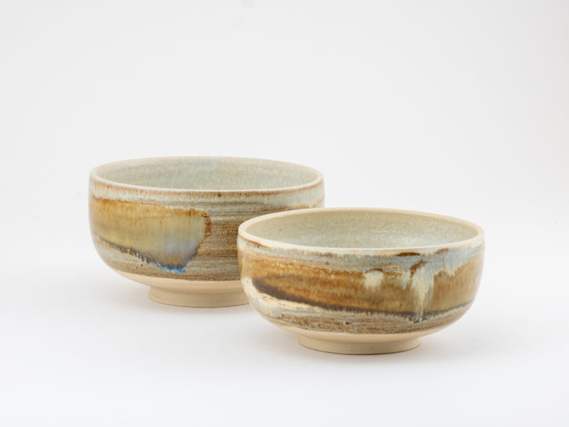 Tea Bowl couple with Wild-clay Glaze by Ildikó Károlyi